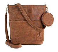 Berliner Bags Sofia Vintage Shoulder Bag Purse with 2 Straps Leather Handbag for Women - Brown, camel, Medium
