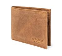 BERLINER BAGS Vintage Genuine Leather Wallet for Men Peter, with ID Window, RFID Blocking, Bifold, Front Pocket Slim Wallet, 8 Card Holder, Bills Compartment, 2 ID Windows, 1 Gift Box - Brown