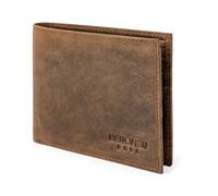 BERLINER BAGS Vintage Genuine Leather Wallet for Men Peter, with ID Window, RFID Blocking, Bifold, Front Pocket Slim Wallet, 8 Card Holder, Bills Compartment, 2 ID Windows, 1 Gift Box - Brown