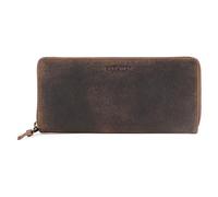 BERLINER BAGS Vintage Genuine Leather Wallet Palma, RFID Blocking Credit Card Holder, Slim Womens Wallet, Zip Around Wallet for 14 Cards, Bills, Coins, ID Window - Brown, Earth, Vintage