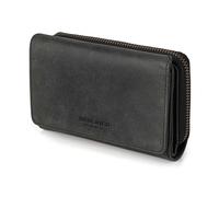 BERLINER BAGS Vintage Genuine Leather Wallet Vienna, RFID Blocking Credit Card Holder, Trifold Clutch Purses, Zip Around Womens Wallet for 19 cards, ID window, Bills, Coins, Dark Grey