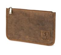 BERLINER BAGS Vintage Leather Document Pouch Theo XL, Passport Holder and Travel Organizer, Walnut, Walnut Xl