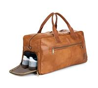 Berliner Bags Vintage Weekender Austin XL with Leather Shoe Compartment, Travel Bag for Men and Women - Brown