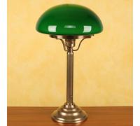 Berliner Messinglampen Hari brass table lamp with a green lampshade