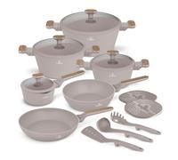 Berlinger Haus 15 Piece Titanium Coated Taupe Nordic Collection Dinnerware Set - Durable, Non-Stick Modern Design, Ideal Cookware for Your Kitchen