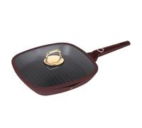 28cm Forged Aluminium Grill Frying Pan with Lid with Soft Touch Handle - Induction Cimpatiable (Bordeaux Leonardo)