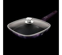 Berlinger Haus 28Cm Square Grill Pan Fry Frying Marble Non Stick Griddle Steak Purple Eclipse With Lid