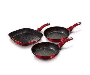 BERLINGER HAUS - 3 pcs frypan Set, Metallic Line Burgundy Edition