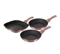 Berlinger Haus 3pc Frying Grill Pan Aluminium Non Stick Marble Coating Metallic