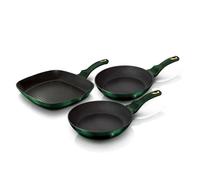 Urbn-Living Berlinger Haus Emerald Green 3Pcs Frying Grill Pan Aluminium Non Stick Marble Coating Metallic