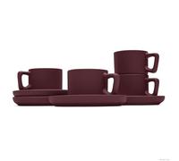 Berlinger Haus 4+4-Piece Espresso Cups Set, Matte Bordeaux, Leonardo Collection, Stylish and Easy to Clean