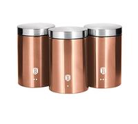 Berlinger Haus Copper Storage Jars Set, 3 Stylish Stainless Steel Containers, 650 g, Coffee Container, Sugar Container, Tea Container, PFOA-Free