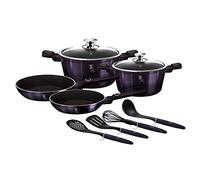 Berlinger Haus Kitchen Cookware Sets 10 Piece, Nonstick Cookware Set with Utensils, Turbo Induction Based Pots and Pans Set with Ergonomic Soft-touch handle, Dishwasher Safe Cooking Set, Purple