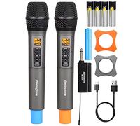 Berlingtone BR-105UM Dual Wireless Dynamic Handheld Microphone Systems, 96 Adjustable Frequency Channel, with Echo, Treble, Bass with Rechargeable Receiver, for Karaoke, DJ, UP to 200Ft. Range