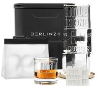 Berlinzo Premium Clear Ice Cube Maker with Conversation Ice Prints - 2 Large 2.1" Crystal Clear Ice Squares - Giftable Idea for Party, Game Night & Just for Fun - Includes Storage Bag (Non-Electric)