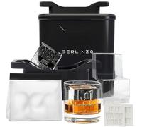 Berlinzo Premium Clear Ice Cube Maker with Conversation Ice Prints - 4 Large 2.1" Crystal Clear Ice Squares - Giftable Idea for Party, Game Night & Just for Fun - Includes Storage Bag (Non-Electric)