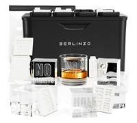 Berlinzo Premium Clear Ice Cube Maker Mold - 8 Large 2.1-inch Crystal Clear Ice Square Cubes for Whiskey and Cocktails - Easy-to-Remove Ice Cubes Mold - Storage Bag & 24 Ice Prints Included, Black