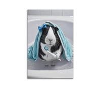 Berlun Funny Animal Wall Art Poster Canvas - Farmhouse Guinea Pig Decor, Modern Waterproof Picture for Bathroom,In Pet Rooms,Livingroom,Bedroom,Unique Funny Wall Decor20x30inch(50x75cm)