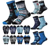Berlune 8 Pairs Engineer Socks for Men Cotton Crew Novelty Mechanical Gift