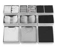 Bermondsey Division Set of 12 Drawer Organiser White/Grey Divider Drawer Dividers Clothes Storage Bedroom Drawers Wardrobe Organiser Storage Organizer Clothing & Wardrobe Solutions