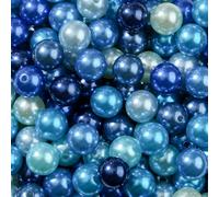 BERMRO 16mm Acrylic Beads 100pcs Blue Pearl Focal Bead Beadable Chunk Bubblegum Beads for DIY Crafting Necklace Bracelet Jewelry Making Keychain (Blue)