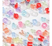 BERMRO 500g/160pcs Large Letter Beads Big Chunky Letter Bead A-Z Acrylic Alphabet Bubble Beads for Paracord Bead Bag Charm Keychains Crafts Education Leaning (Transparent Color)