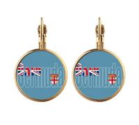 Bermuda Country Flag Name Gold Clip On Drop Earrings Non Piercing Dangle Jewelry