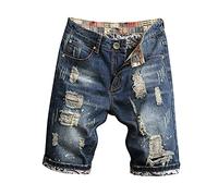 Bermuda Denim Shorts for Men, Shorts Men Run, Elasticated Waist with Zip Shorts Multi-Pockets Knee Length Summer Classic Stretch Short Pants Lightweight Casual Shorts