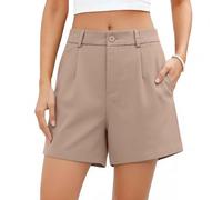 Bermuda for Women UK Long Knee Length Womens Shorts with Pockets Elastic High Waisted Wide Leg Summer Pants Casual Business Office Golf Smart Suits Dress Pants Plus Size Summer Clothes Khaki