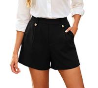 Bermuda for Women UK Tailored Shorts with Pockets Womens Clothes Elastic High Waisted Wide Leg Summer Pants Casual Business Office Golf Smart Suits Dress Work Pants Plus Size Summer Clothes Black