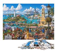 Bermuda Harbor 500 Piece Wooden Jigsaw Puzzle,Educational Toy,Gift Idea,Wood Cruise Ship,Impossible Challenge,Home Wall Decor,Adults & Kids 14+,Stress Relief (52x38cm)