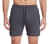 Bermuda Shorts For Men Uk - Men Spring And Summer Solid Color Short Casual Street Fitness Pant Tie Pocket Outdoor Sports Five Point Pant (Dark Gray S)