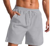 Bermuda Shorts Men's Summer Short Trousers Men's Cotton Sweat Quick Drying Plain Beach Shorts Stretch Sport Short Elastic Waist Casual Trousers with Pockets Loose Workout Shorts, darkgray, XXL