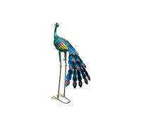 Bermuda Solar Freestanding Metal Garden Ornament Peacock Looking Back