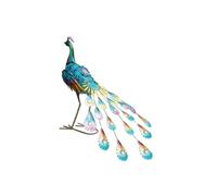 Bermuda Solar Freestanding Metal Garden Ornament Peacock Looking Forward