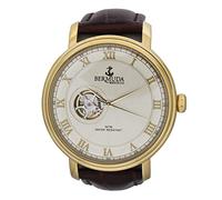 Bermuda Watch Company Mens Paget Gold with Silver dial Brown Strap Automatic Watch