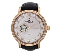 Bermuda Watch Company Mens Paget Rose Gold with Silver dial Black Strap Automatic Watch