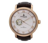 Bermuda Watch Company Mens Paget Rose Gold with Silver dial Brown Strap Automatic Watch