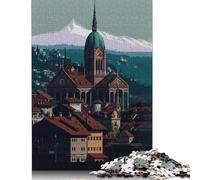 Bern City Pixel Art Jigsaw Puzzles Puzzles for Adults Kids. 1000 Piece Impossible Challenge Toy Educational Games Home Decoration for Educational Games Gifts 1000pcs (75x50cm)