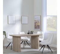 Bern Fluted Dining Set - 6 Seater - 160cm - Oak - Arctic Swivel Dining Chairs - Cream Velvet Fabric