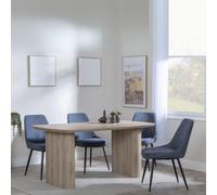 Bern Fluted Dining Set - 6 Seater - 160cm - Oak - Darwin Dining Chairs - Dark Grey Fabric