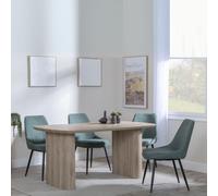 Bern Fluted Dining Set - 6 Seater - 160cm - Oak - Darwin Dining Chairs - Green Fabric