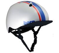 Bern Nino Kids Bike Helmet with DVRT Rotational Impact Safety│Adjustable Comfort│Trusted by Parents Worldwide│EN1078 Certified│S/M│Satin White Racing Stripe