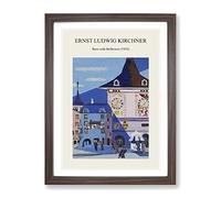 Bern With Belltower By Ernst Ludwig Kirchner Exhibition Museum Painting Framed Wall Art Print, Ready to Hang Picture for Living Room Bedroom Home Office Décor, Walnut A3 (34 x 46 cm)