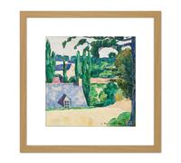 Bernard Pont-aven Landscape Painting 8X8 Inch Square Wooden Framed Wall Art Print Picture with Mount Artery8 Light Oak One Size