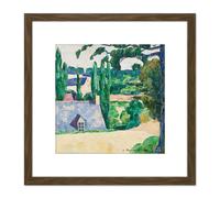 Bernard Pont-aven Landscape Painting 8X8 Inch Square Wooden Framed Wall Art Print Picture with Mount Artery8 Brown One Size