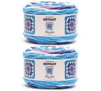 Bernat All in One Blanket Granny Lilac Waves Yarn - 2 Pack of 240g / 8.5oz - 100% Polyester - #6 Super Bulky - 178 Yards per Skein - Knitting/Crochet