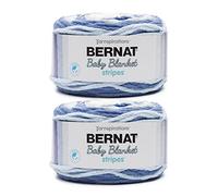 Bernat Baby Blanket Cake Stripes Stonewash Yarn - 2 Pack of 300g/10.5oz - Polyester - 6 Super Bulky - 220 Yards - Knitting, Crocheting & Crafts, Chunky Chenille Yarn