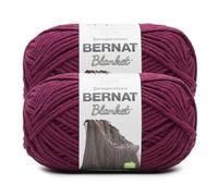 Bernat Blanket BB Burgundy Plum Yarn - 2 Pack of 300g/10.5 oz - 100% Polyester - #6 Super Bulky - 220 Yards - Knitting/Crochet