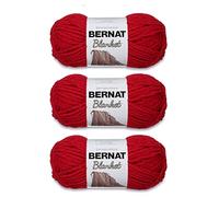 Bernat Blanket Cranberry Yarn - 3 Pack of 150g/5.3oz - Polyester - 6 Super Bulky - 108 Yards - Knitting, Crocheting, Crafts & Amigurumi, Chunky Chenille Yarn